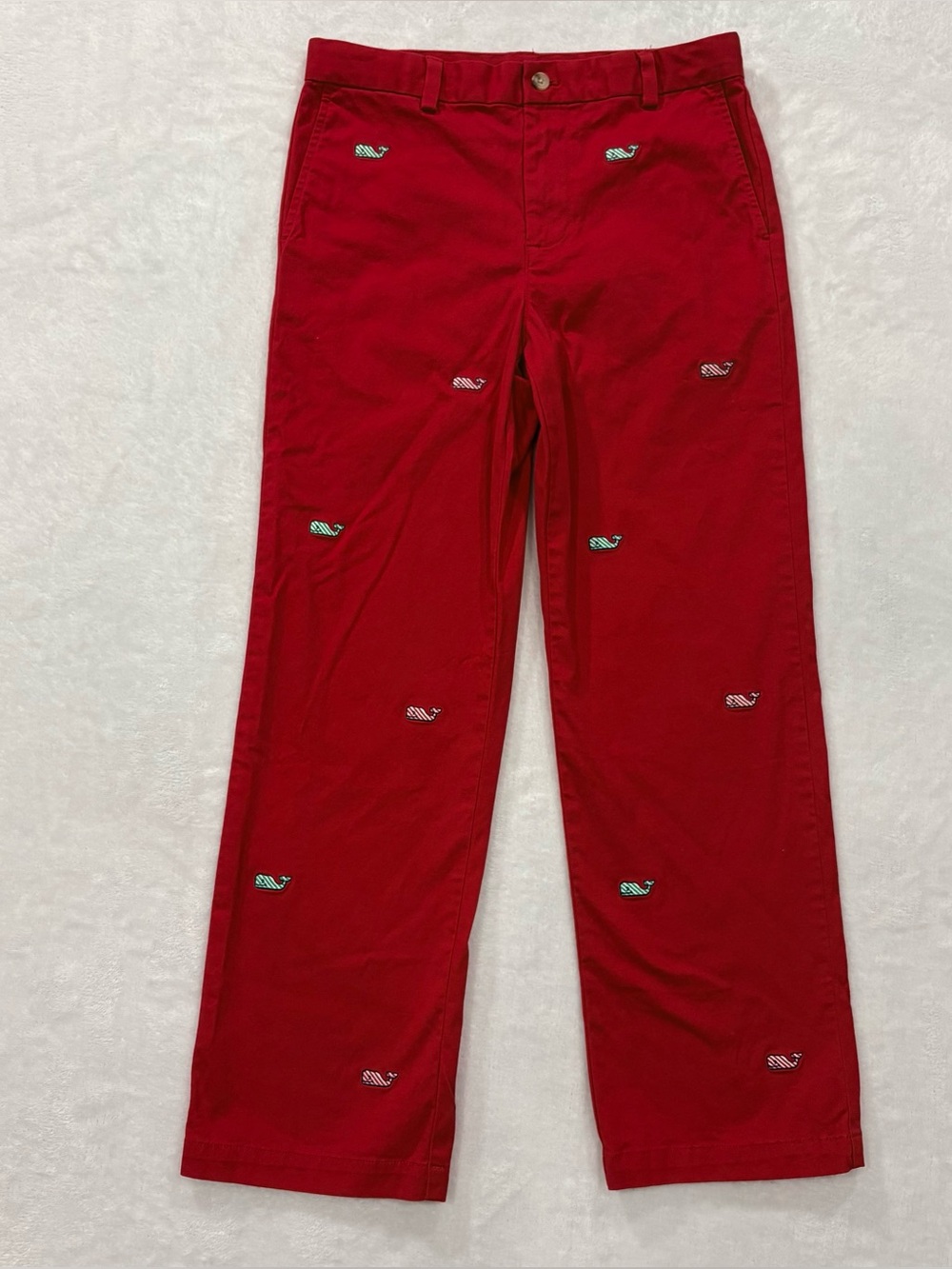 Vineyard Vines Red Candy Cane Whale Logo "Breaker" Chino Pants Youth Size 16